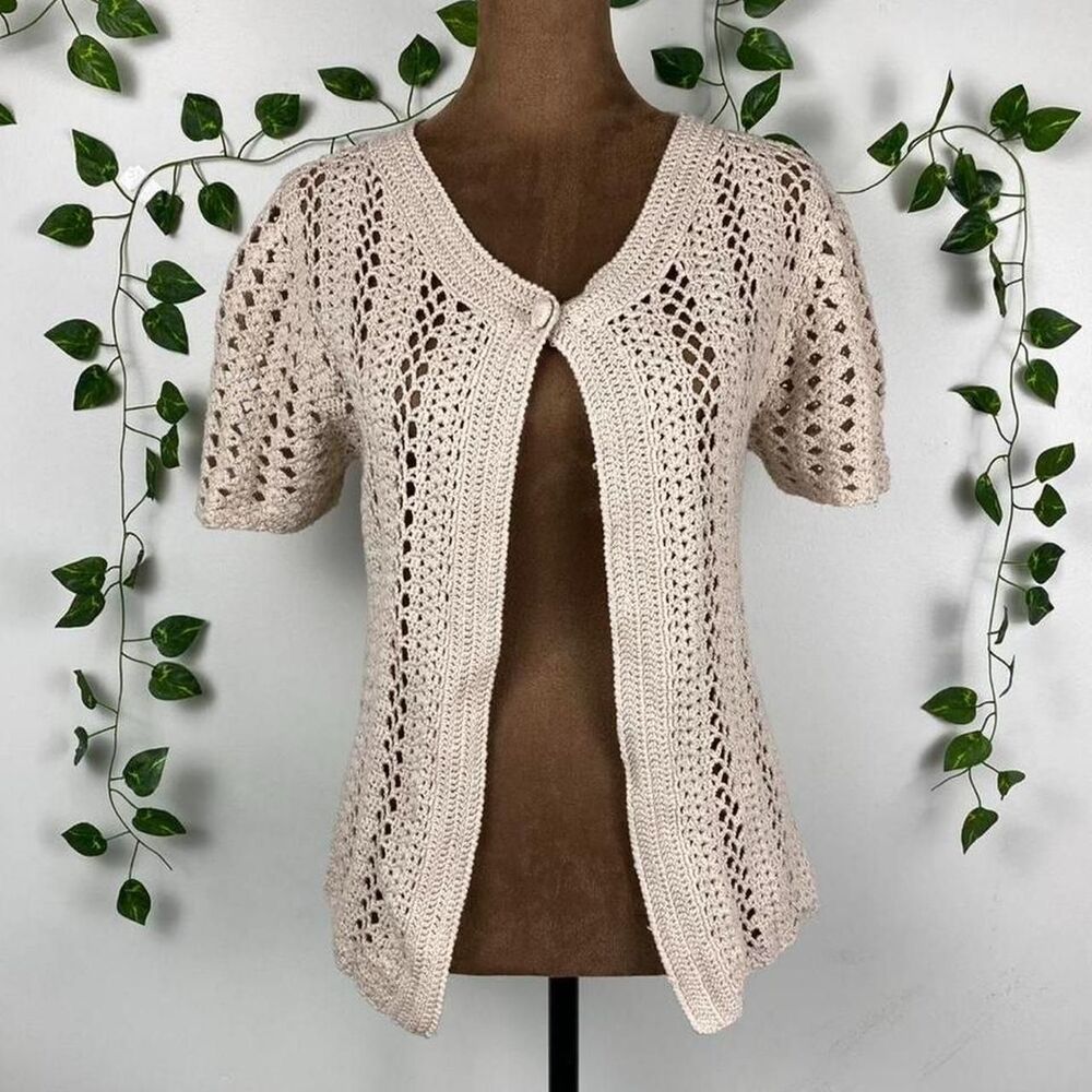 Unbranded Women's Cream and Tan Cardigan